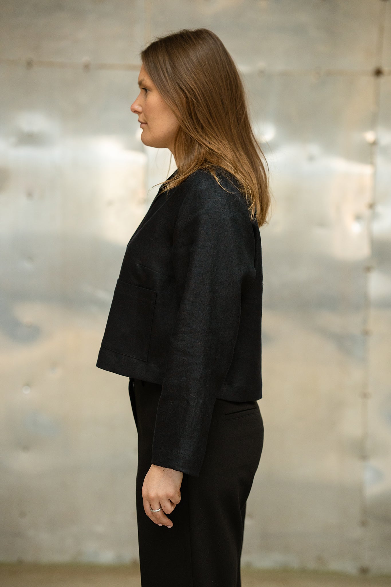 Monitor Overshirt Elegant, linen, black