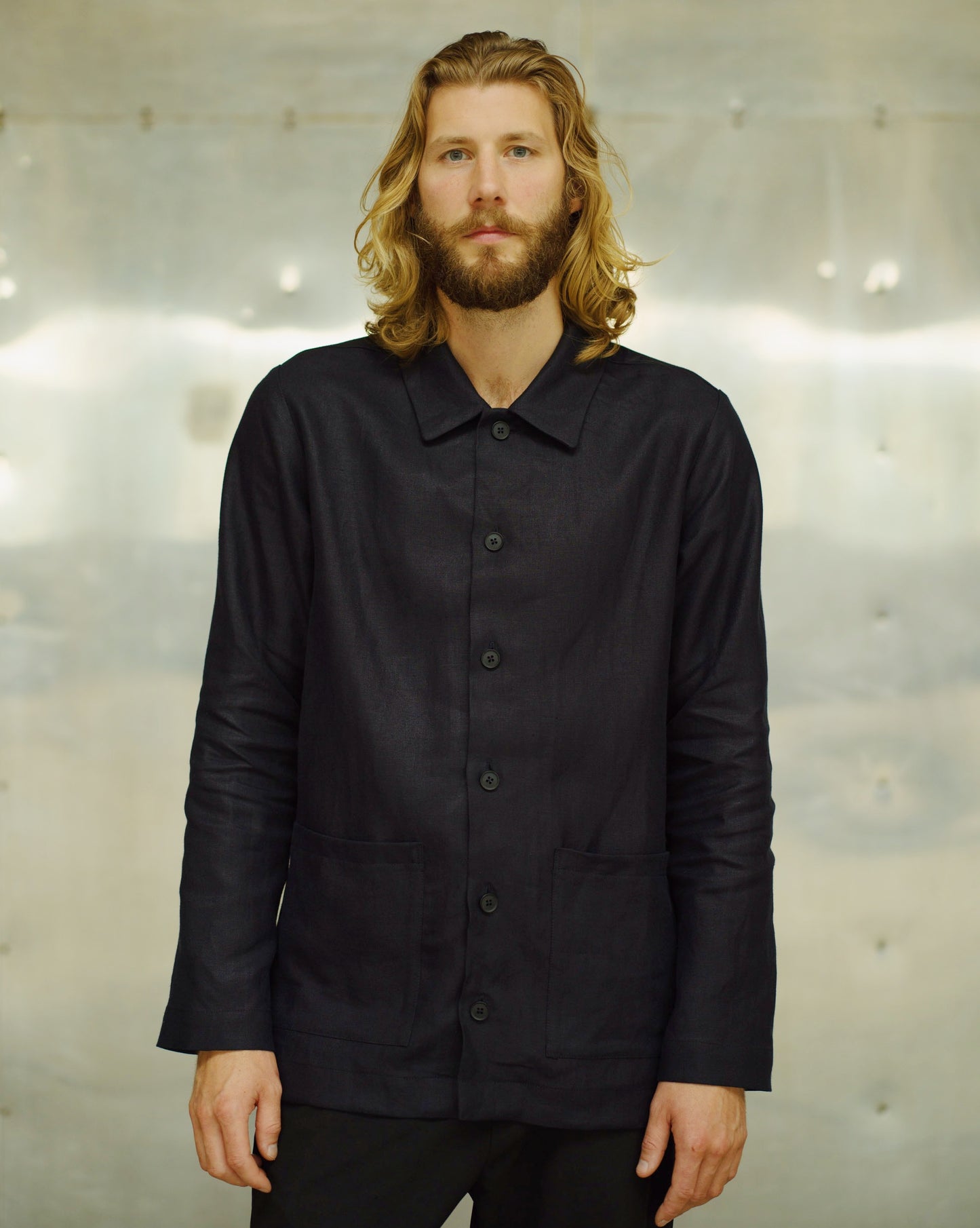 LINEN OVERSHIRT / BLACK