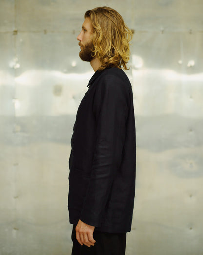 LINEN OVERSHIRT / BLACK