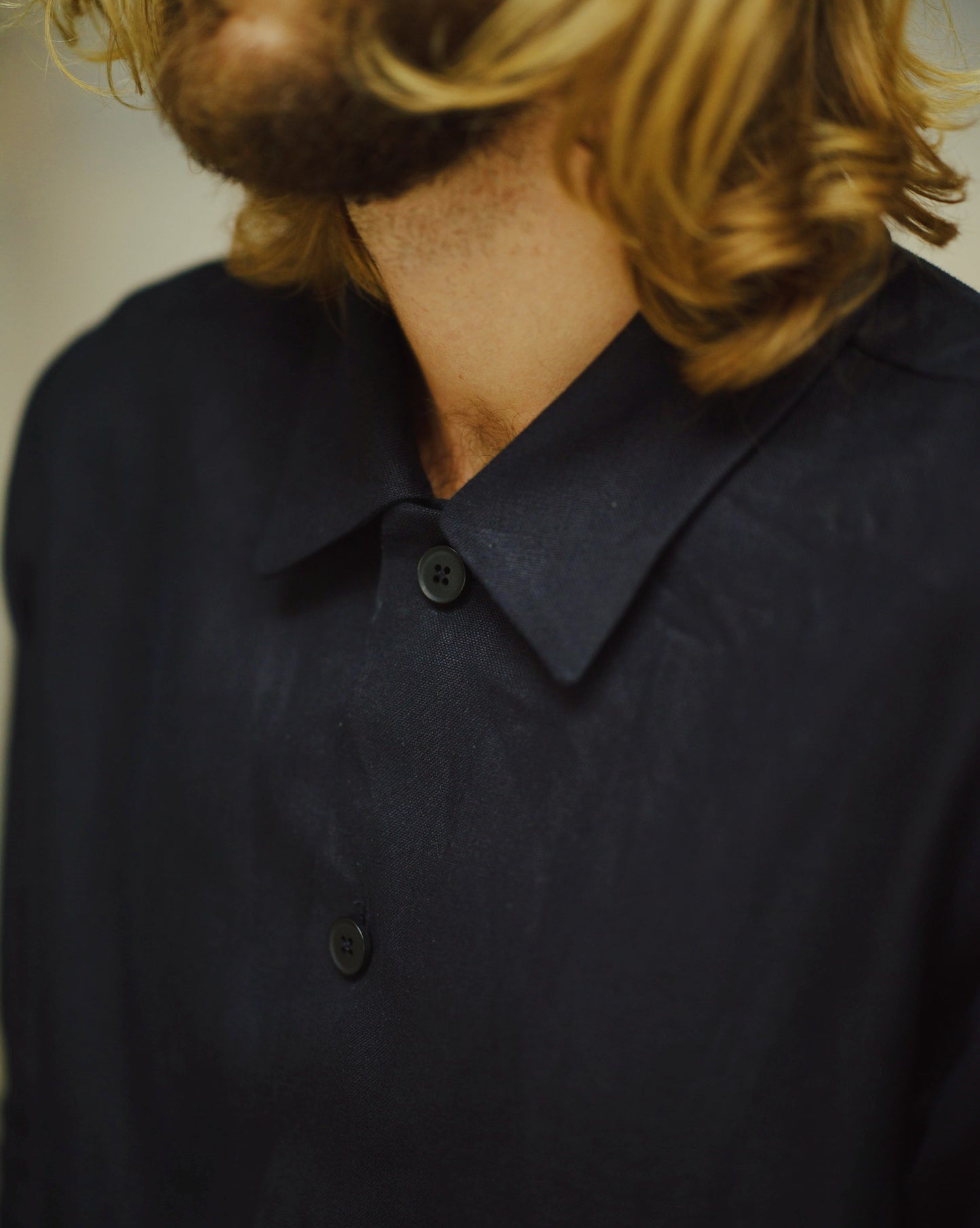 LINEN OVERSHIRT / BLACK