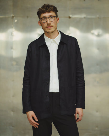 LINEN OVERSHIRT / BLACK